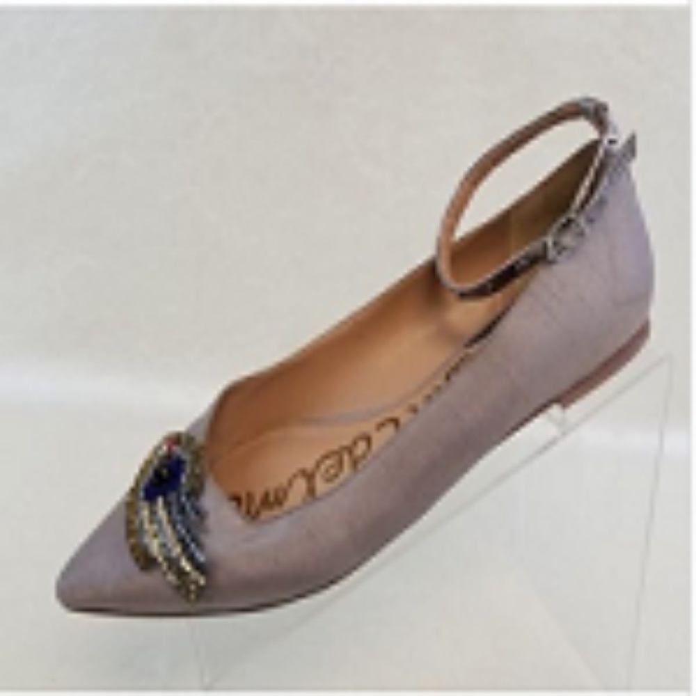 Sam Edelman Rexley2 Beaded Gray Silk Flats 10.5M